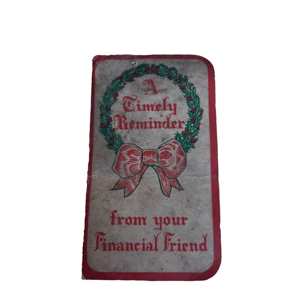 VTG 1933 Financial Advertising 5x3 Sewing Kit & Calendar Christmas Pamphlet